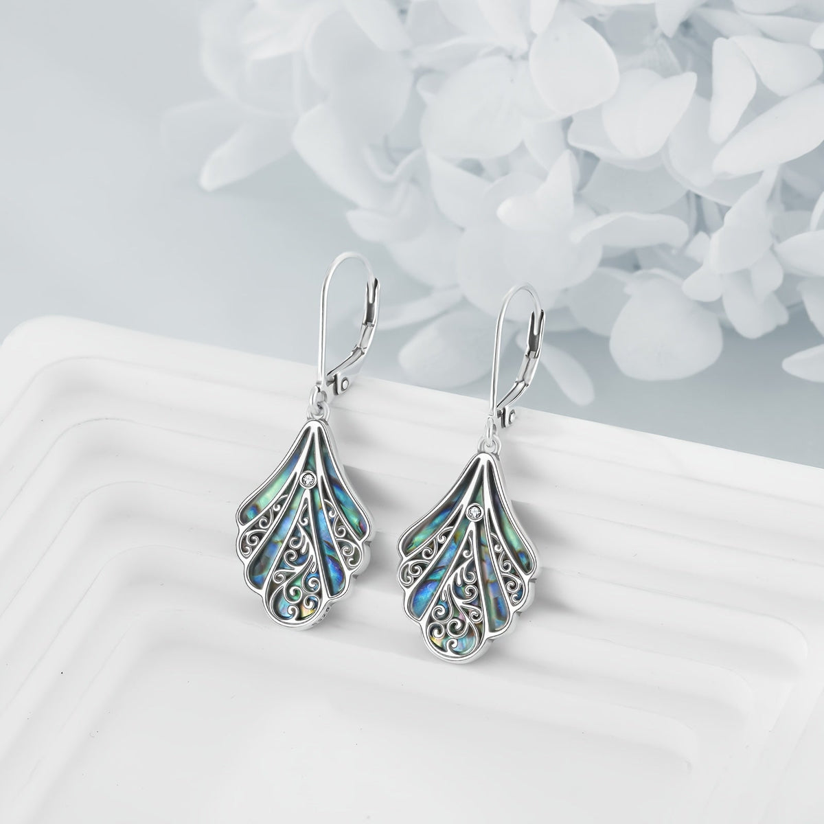 925 Sterling Silver Abalone Shell Drop Earrings for Women – Hollow Bohemian Dangle Earrings, Hypoallergenic Boho Jewelry, Perfect Gift for Her
