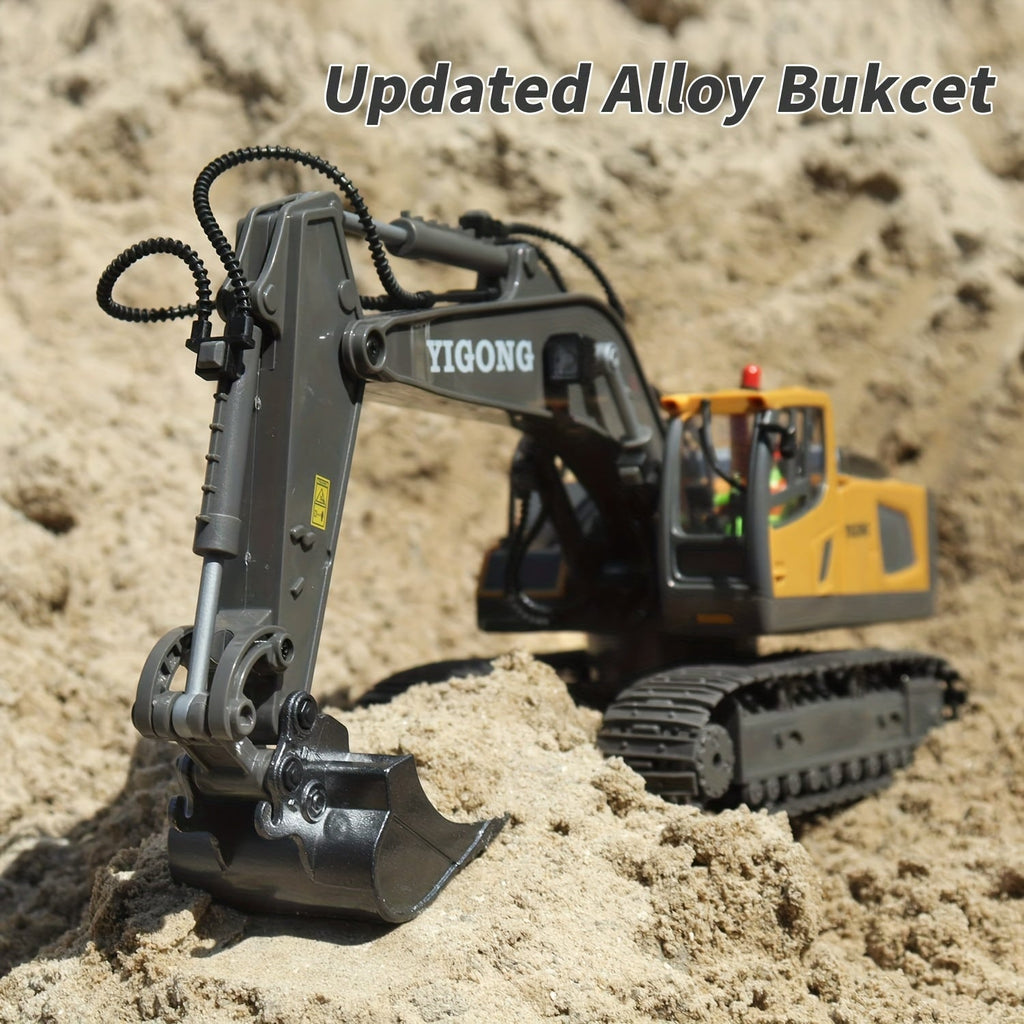 RC Construction Vehicle Set 2.4G 12-Channel Remote Control Excavator Dump Truck Bulldozer Loader Alloy Plastic Kids Toy Engineering Car STEM Gift Boys Birthday Christmas
