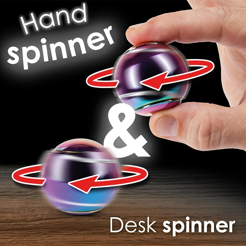 Fingertip Gyroscope Rotating Ball Toy High Speed Dual Bearing Desktop Fidget Skill Toy Party Gift Iridescent Blue Black