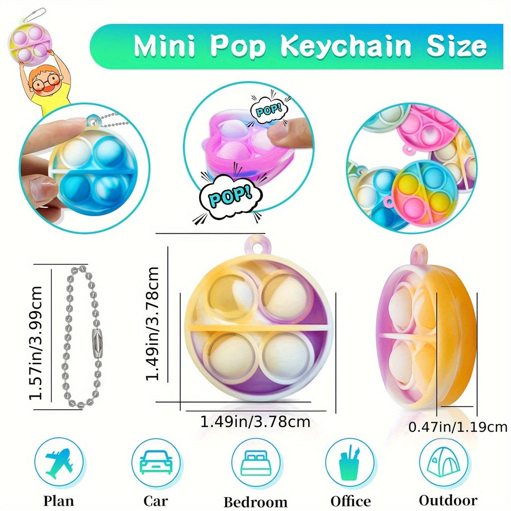 Mini Pop Bubble Fidget Sensory Toys 40 Pack - Push Bubble Stress Relief Toy for Kids, Assorted Random Colors, Classroom Prize Box Stuffers, Birthday Party Favor Goodie Bag Fillers, Anxiety Relief Toy