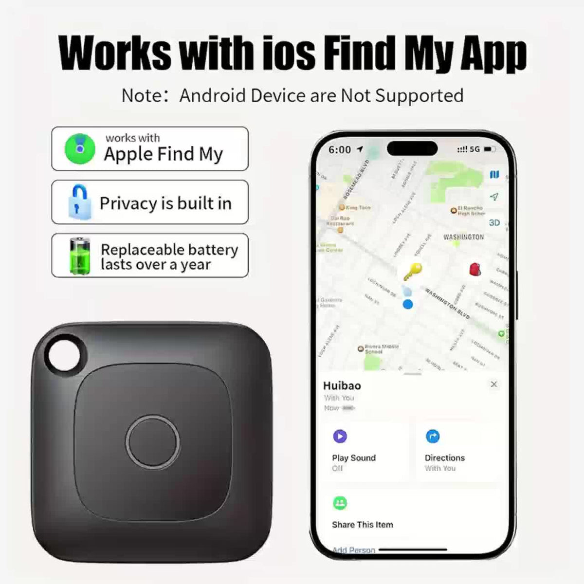 Portable Real-Time GPS Tracker Global Coverage Location Tracking Device for Cats Dogs Keys Wallets Luggage Anti-Loss Finder Android & Universal Single or 4-Pack
