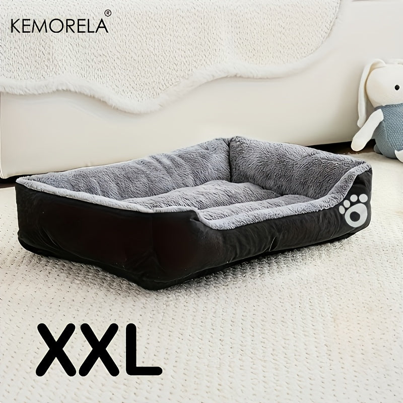 Large Rectangular Dog Bed with Paw Print Design for Small to Medium Dogs – Warm Soft Polyester Pet Bedding, Durable All-Season Dog Mat, Stylish Indoor Dog Bed
