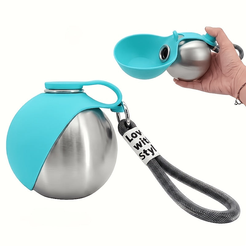Upgraded Stainless Steel Pet Travel Water Bottle with Integrated Bowl – Leak-Proof 2-in-1 Water & Food Dispenser for Cats & Dogs, Food-Grade BPA-Free Portable Dog Water Bottle for Hiking Outdoor Travel