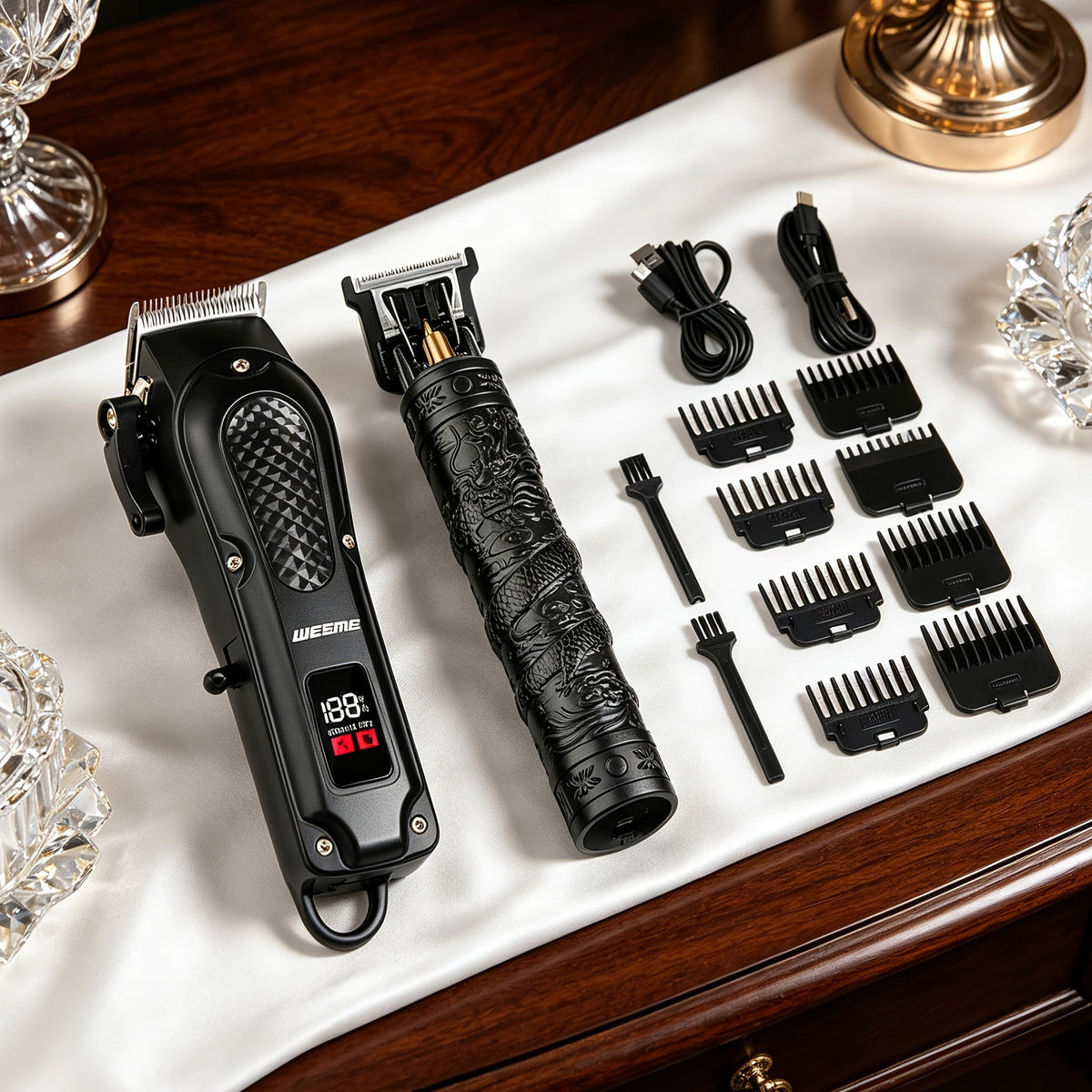 Men's Electric Hair Clipper Grooming Set USB Rechargeable Cordless Nose Hair Trimmer Shaver Kit 2/4/5-Piece Professional Lithium Battery Father's Day Birthday Gift for Men Home Barber