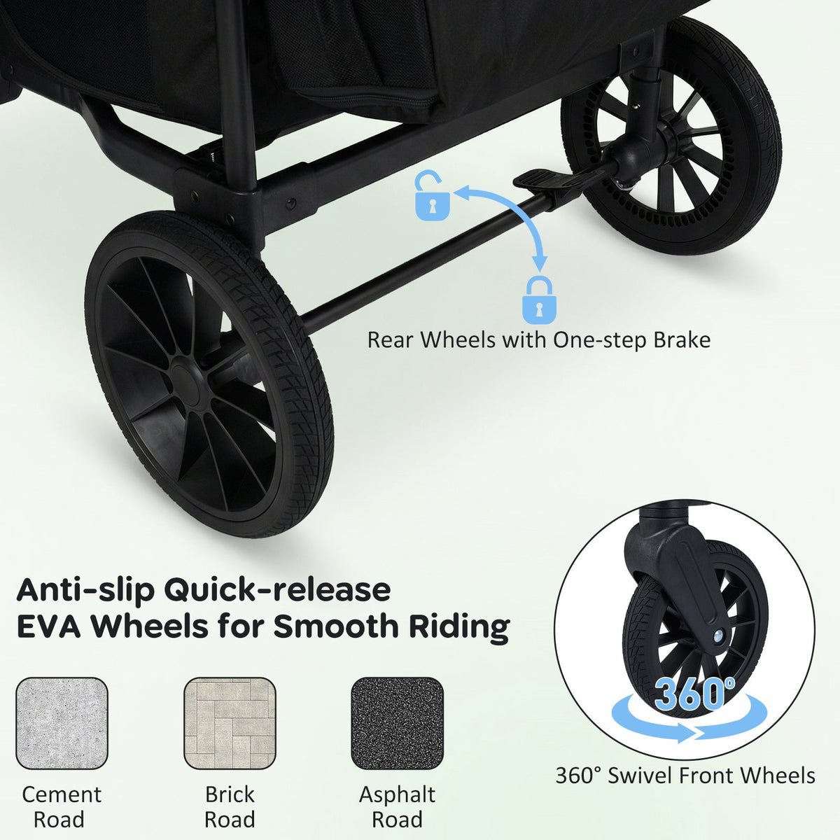 4-Seater Wagon Stroller for Kids, Foldable Push-Pull Toddler Wagon with Removable Canopy, 5-Point Safety Harness, Adjustable Handles, Snack Tray & Storage Bag - Convertible Family Outdoor Cart for 4 Children