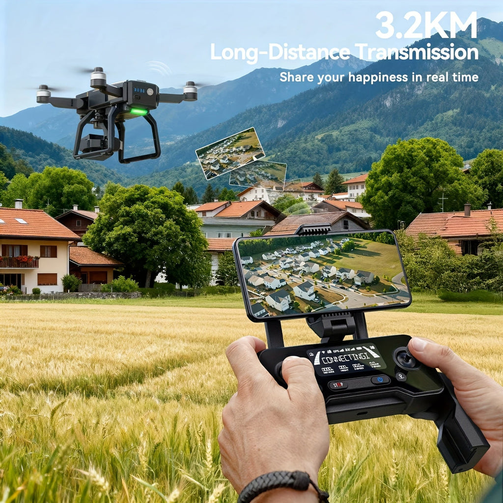 Bwine F7GB2 4K Drone with 3-Axis Gimbal - 8.2MP Camera, 50+ Min Flight Dual Battery, Level 6 Wind Resistance, 3.2KM Transmission, Triple GPS, FAA Remote ID Compliant, Carbon Fiber Frame