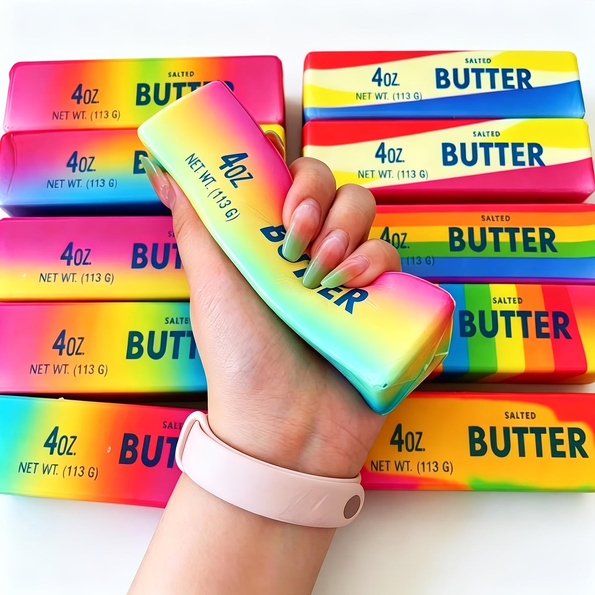 Butter Squishy Toys for Kids 4pcs Set – Soft Slow Rising Squeeze Sensory Fidget Toys, Stress Relief Squishies, Party Favors, Classroom Prizes, Random Styles, Fun Gift for Boys Girls Ages 3+