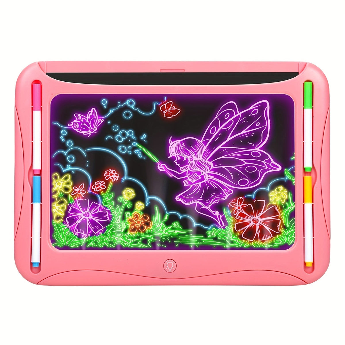LED Light-Up Drawing Doodle Board for Kids Ages 3-8 – Glow Writing Art Set with 9 Double-Sided Cards & 6 Markers, Educational Learning Travel Toy, Birthday & Christmas Gift for Girls Boys