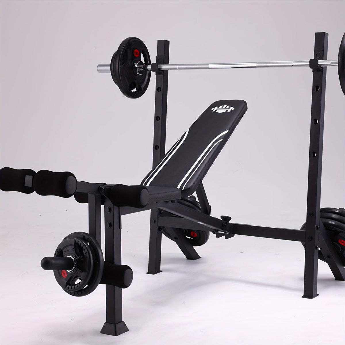 Adjustable Weight Bench Press Set with Squat Rack – 1200LBS Foldable Home Gym Equipment, Full Body Workout Station with Leg Developer & Preacher Curl Pad for Strength Training