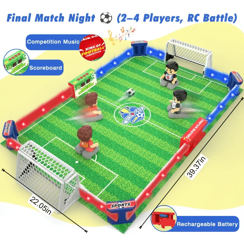 RC Foosball Table Game Multiplayer Light-Up Soccer Board with Goal Sound Effects, Rechargeable Remote Control Football Game – Tournament Style Party Game Gift for Kids, Adults & Soccer Players