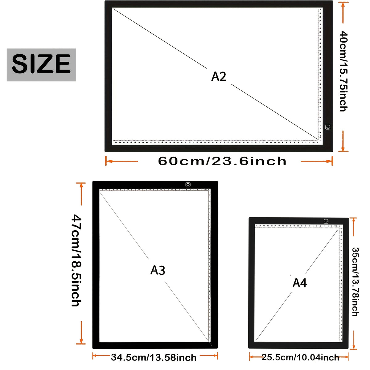 LED Light Pad A2 A3 A4 Adjustable Brightness Dual Light Strip Tracing Board Diamond Painting Sketching Drawing Art Light Box