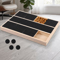 2-in-1 Wooden Dog & Cat Puzzle Feeder with Nail Filing Board – 6-Compartment Interactive Slow Feed Treat Dispenser & Scratch Pad for Small & Medium Pets, Behavior Enrichment & Mental Stimulation Toy