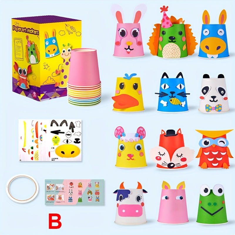 Paper Cup Craft DIY Set 12pcs Kids Arts and Crafts Kit Creative Handmade Activity for Children Ages 3 and Up Fine Motor Skills Development Birthday Gift Holiday Craft Project Boys Girls