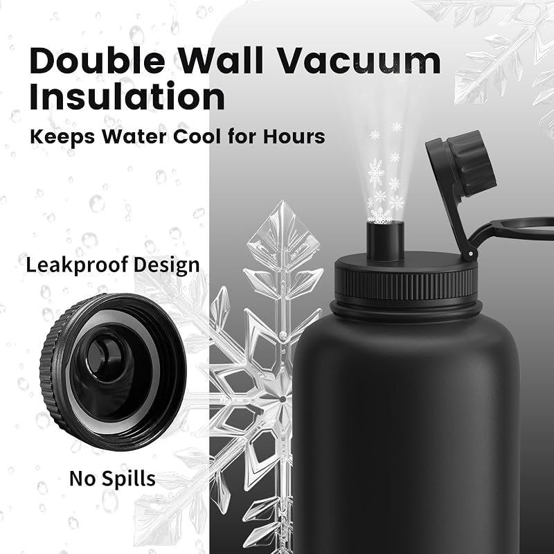 32oz Dog Water Bottle with Bowl - Leakproof Insulated Stainless Steel Portable Travel Pet Water Bottle for Hiking Camping Outdoor Walking - Dog Travel Water Dispenser