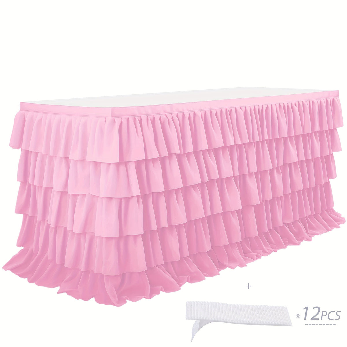 6ft Tulle Tutu Table Skirt – Chiffon Ruffle Table Skirting for Birthday Party, Wedding, Bridal Shower, Girls Party & Holiday Decor – Easy Hook & Loop Install, 12 Colors (72"L x 30"H)