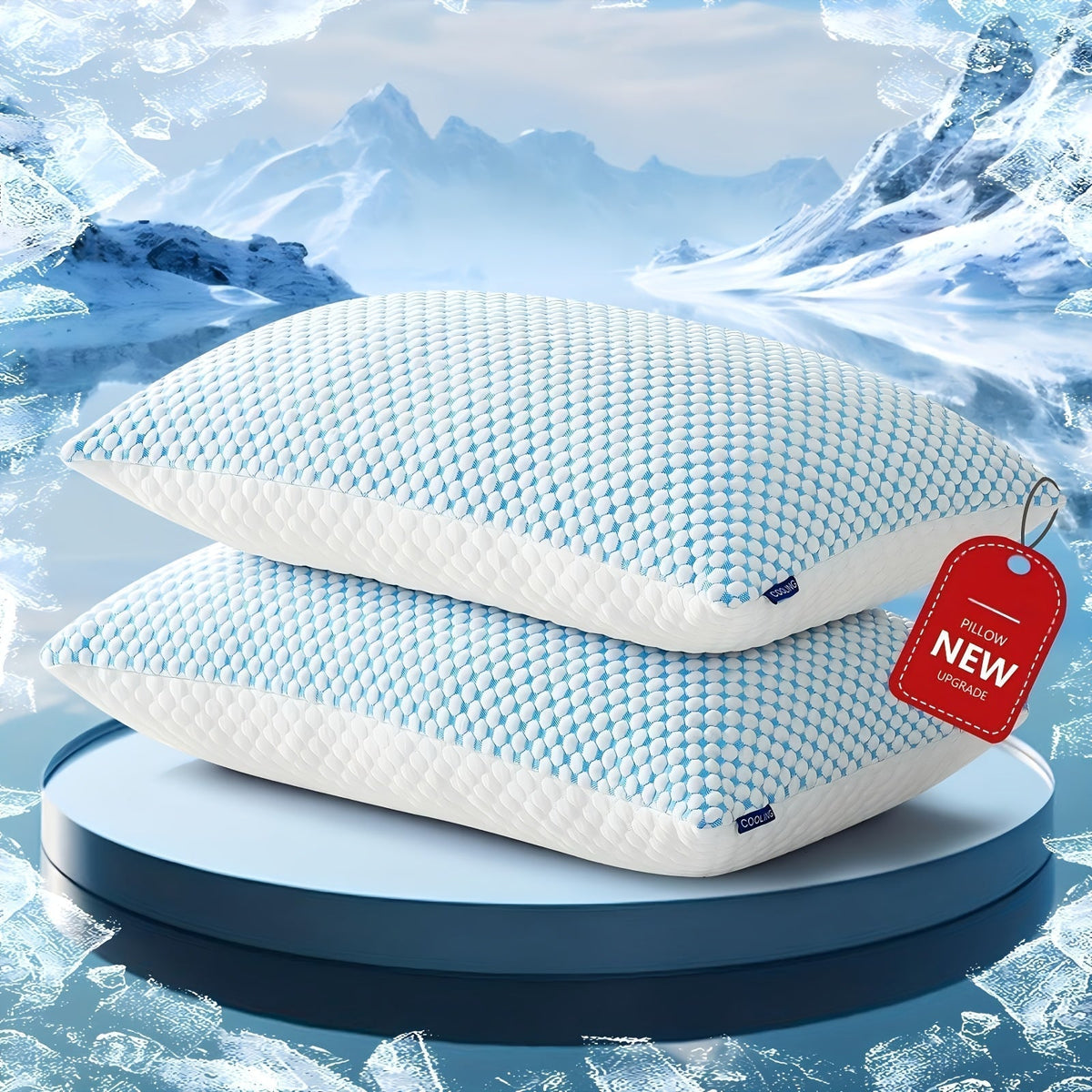 2-Pack Cooling King Size Pillows – Hotel Quality Non-Collapsing Down Alternative with Memory Foam Filling, Polyester & Viscose Cover, Machine Washable, for Side Back Stomach Sleepers