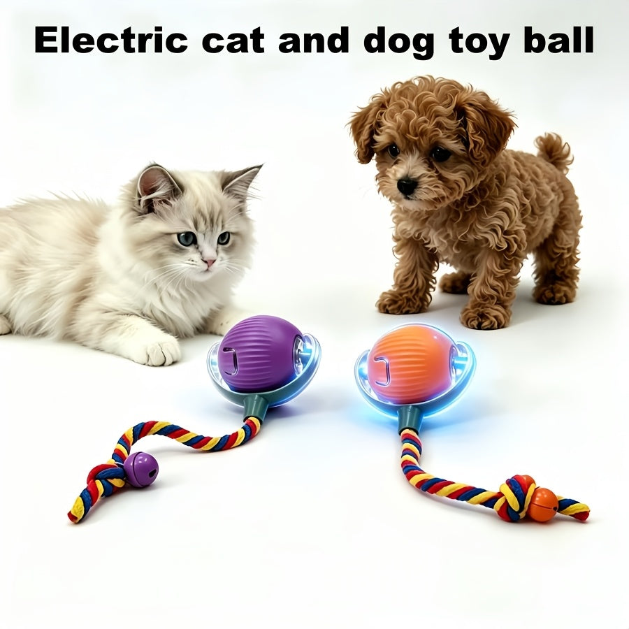 Rechargeable Automatic Cat Toy Ball with Bell & Colorful Tail – Intelligent Electric Boredom-Relieving Chase Toy for Cats & Dogs, Self-Moving Interactive Pet Toy, Fun Indoor Play for Kittens & Puppies