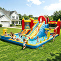 13-in-1 Inflatable Water Bounce House with 550W Blower, Dual Slides, Splash Pool, Water Cannon, Climbing Wall, Basketball Hoop, Fishing & Ring Toss - Kids Backyard Water Park Jumping Castle for Summer