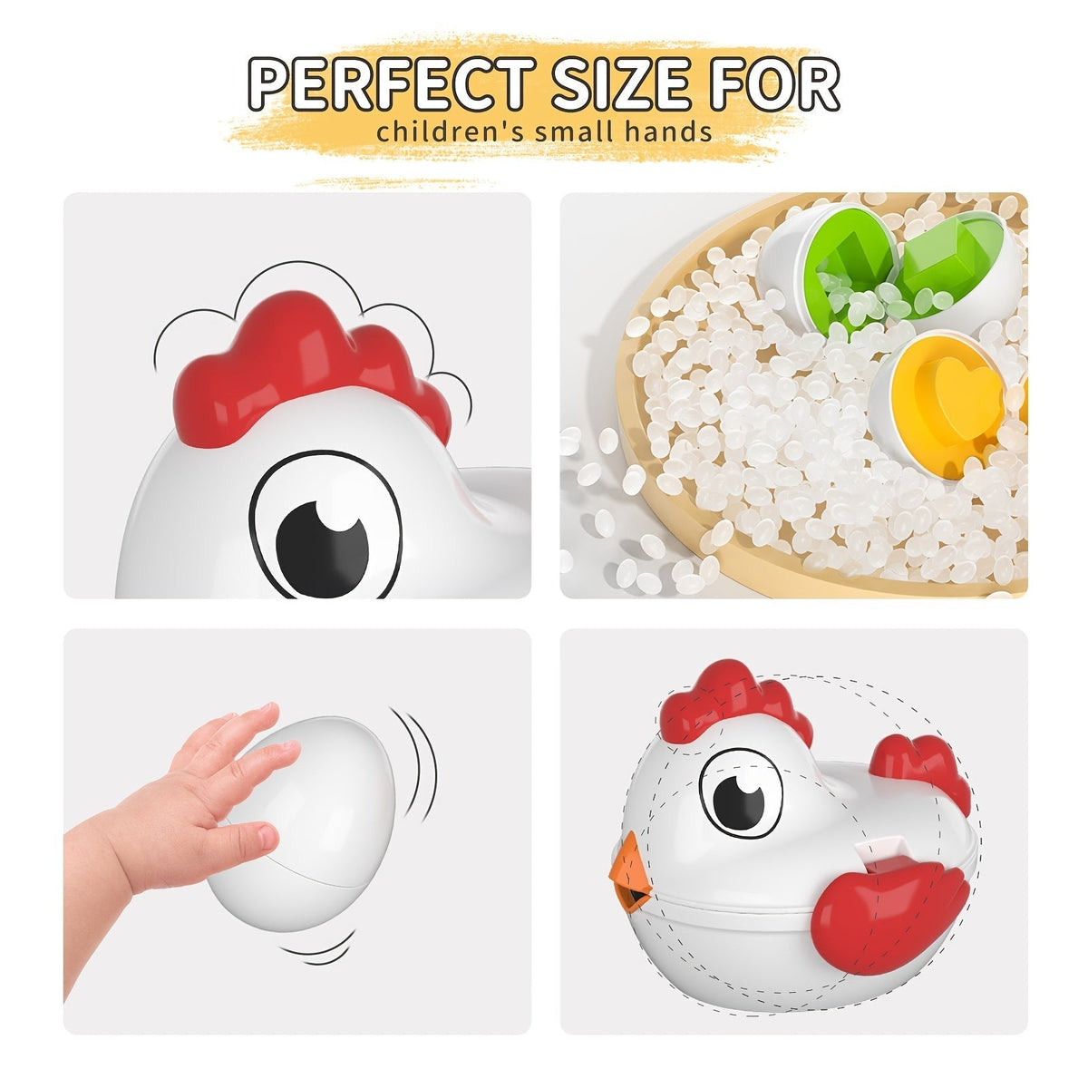 Toddler Easter Eggs Toy Chicken Color Matching Shape Sorter with 6 Colorful Eggs Fine Motor Skills Sensory Educational Learning Toy for Baby Girls Boys Kids Ages 1 2 3 Easter Basket Stuffer Gift