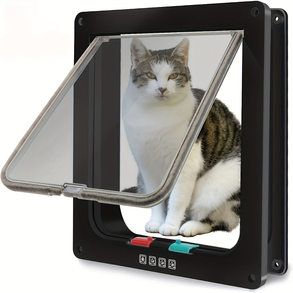 Pet Door for Cats & Dogs 4-Way Locking Weatherproof Flap Door ABS Durable Easy Install Interior Exterior Wall Door Insert White Black M L XL Sizes Available