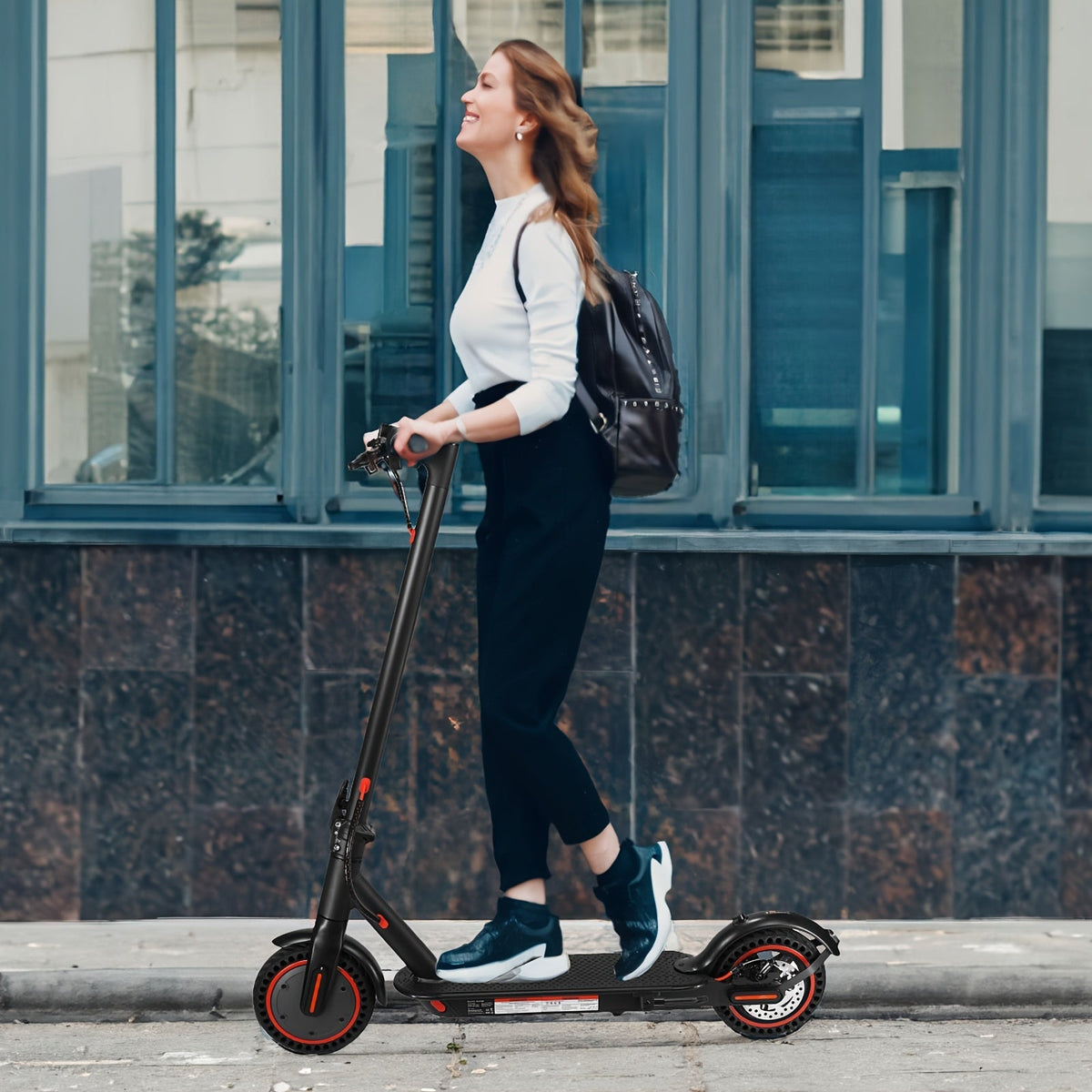 Foldable Adult Electric Scooter 350W Motor - 8.5 Inch Tires, Up to 21 Miles Range, 3 Speed Modes, LED Display, Front Headlight, High-Capacity Lithium Battery - Black (19 or 21 Mile Range)
