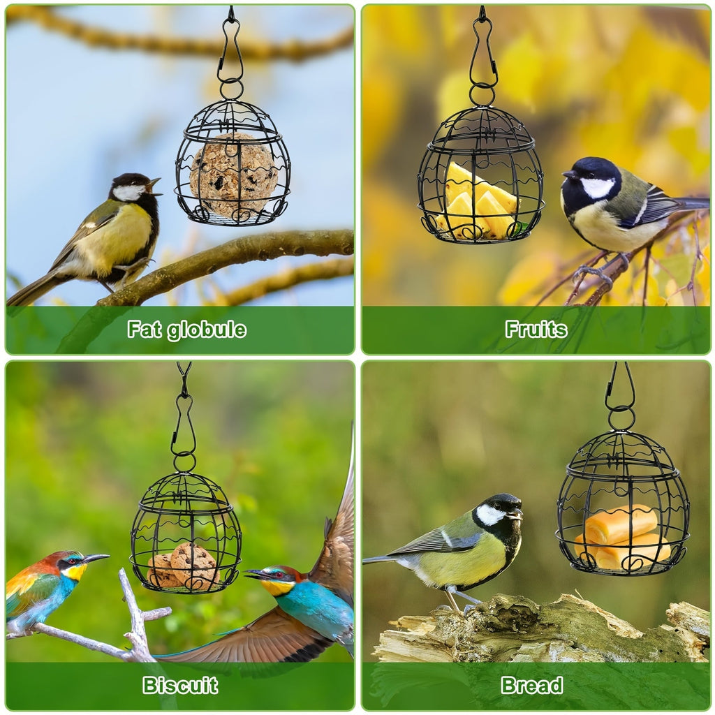 4-Pack Hanging Bird Feeders for Outdoors, Wild Bird Feeder Stations with Hooks, Balcony & Garden Bird Feeding Set, Durable Hanging Bird Feeder Stand for Small Birds, Hummingbirds & Songbirds