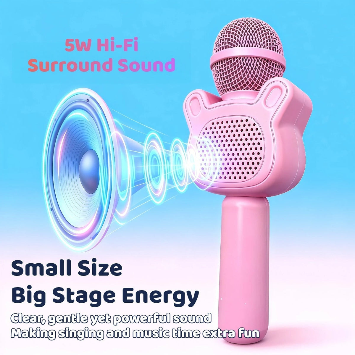 5-in-1 Wireless Karaoke Microphone with Built-In Speaker, LED Lights & Voice Changer – Portable Bluetooth Singing Mic for Parties, Family Gatherings, Travel & Outdoor Fun, 10 Colors