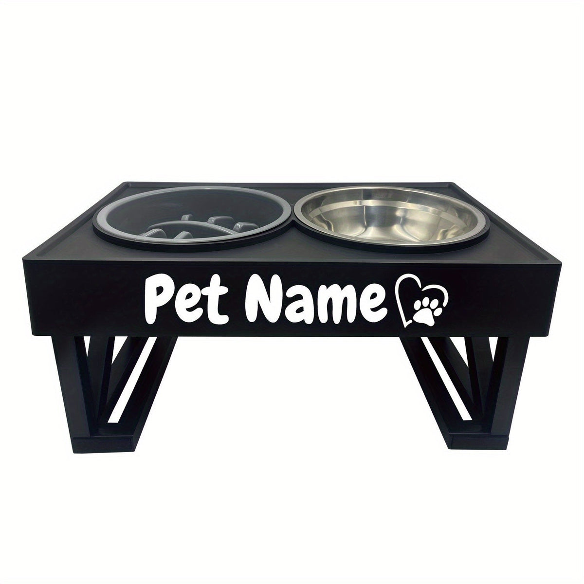 Personalized Raised Dog Bowl Stainless Steel with Slow Feeder & Height-Adjustable Double Dog Food Water Bowl for Medium Large Dogs and Cats