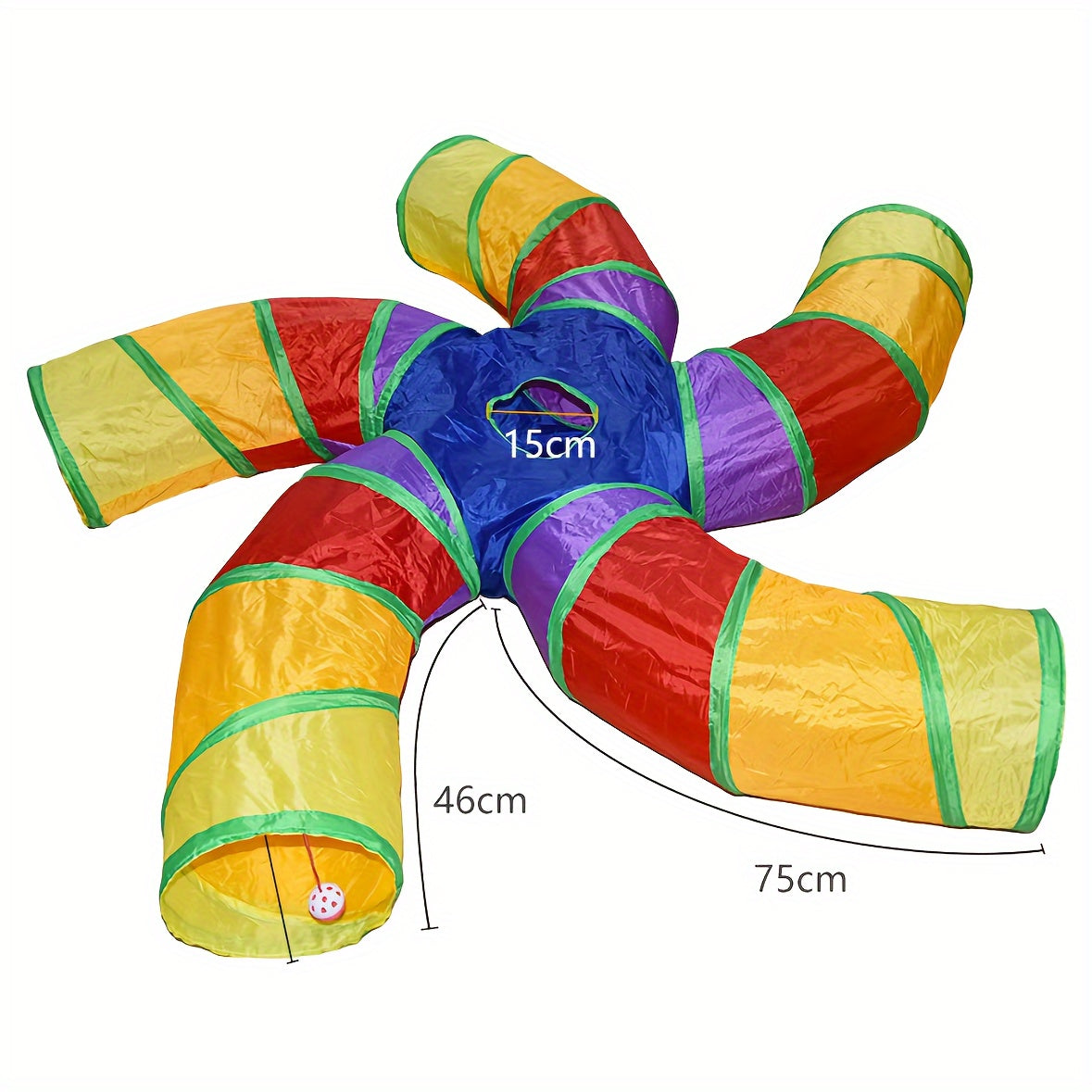 Cat Play Tunnel Toy with Rolling Ball – Foldable Multi-Shape Activity Tube, 5 Play Styles for Indoor Cats, Kittens, Puppies & Rabbits, Interactive Pet Enrichment & Boredom Buster Gift