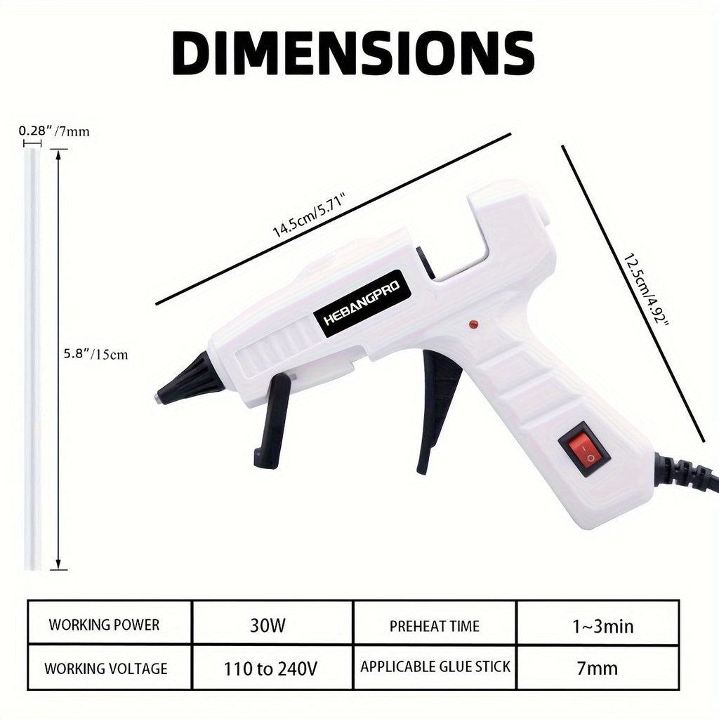 30W Hot Melt Glue Gun Kit with 30 Glue Sticks 7x150mm – Fast Heating Electric Glue Gun for School Arts Crafts DIY Projects and Quick Home Repairs – Multiple Color Options