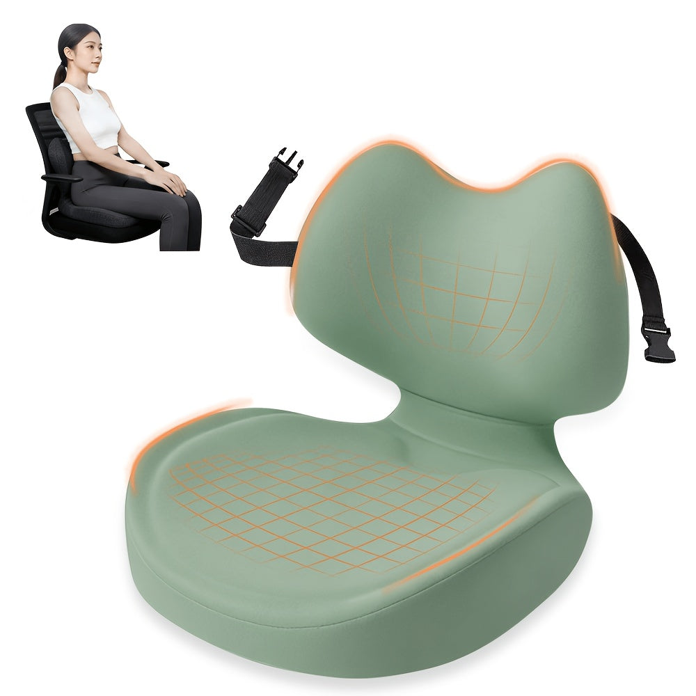 Memory Foam Seat Cushion with Ergonomic Raised Back & Hollow Breathable Design – Coccyx Tailbone Pain Relief Cushion for Office Chair, Car Seat, Wheelchair & Home, Non-Slip Buttock Cushion
