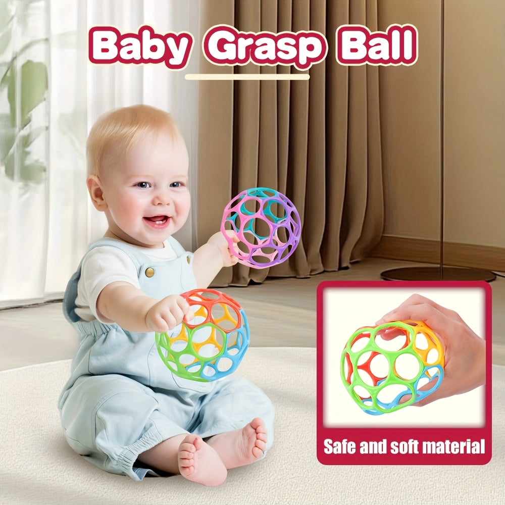 Baby Grip Ball 4-Color Combination Soft Cutout Design Infant Hand Grip Toy Sensory Ball Exercises Baby Flexibility Fine Motor Skills Development Toy Gift for Infants Toddlers