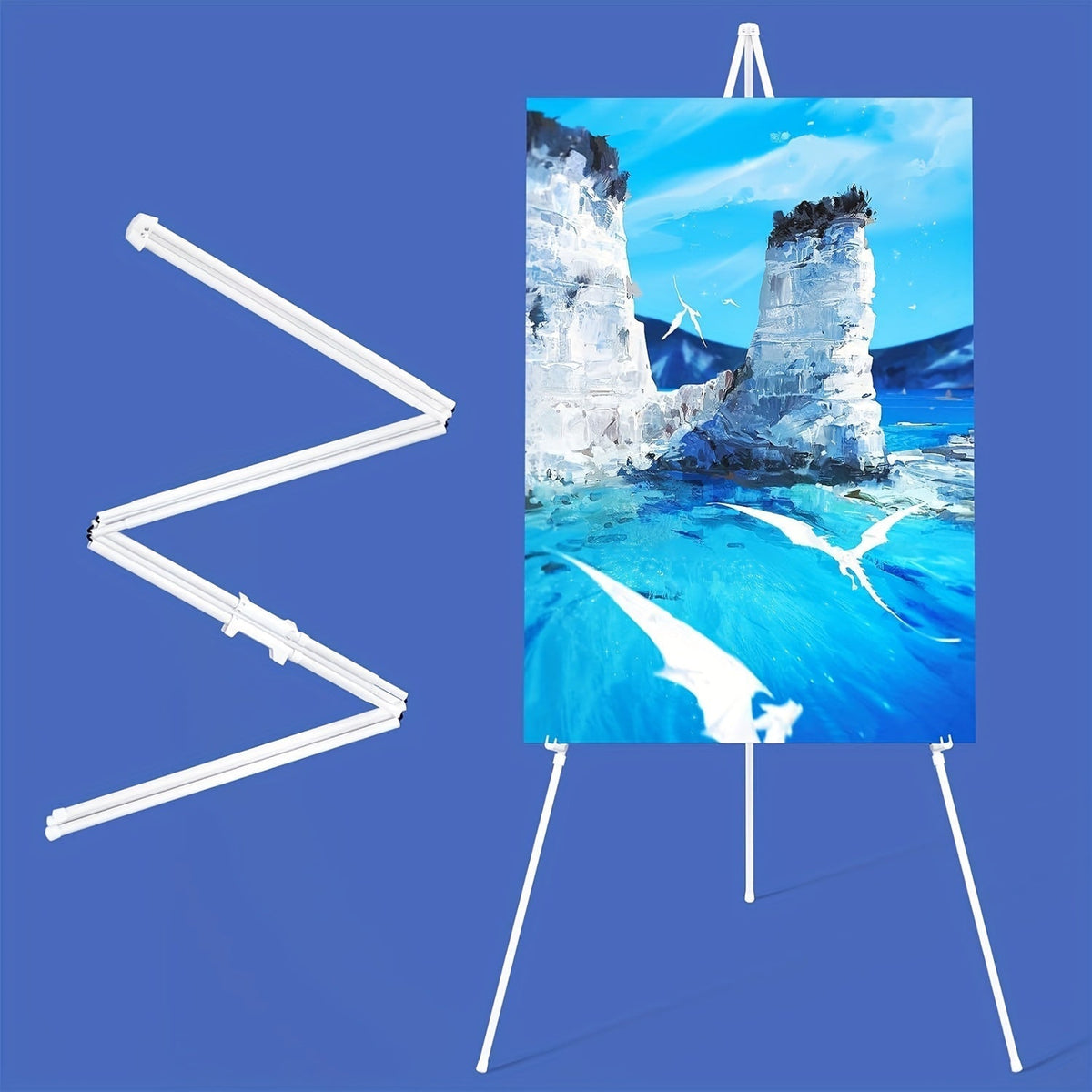 63 Inch Portable Tripod Easel Stand Foldable with Carrying Bag – Adjustable Metal Floor Easel for Wedding Signs Posters Art Painting Trade Shows and Events – Holds Up to 10 lbs