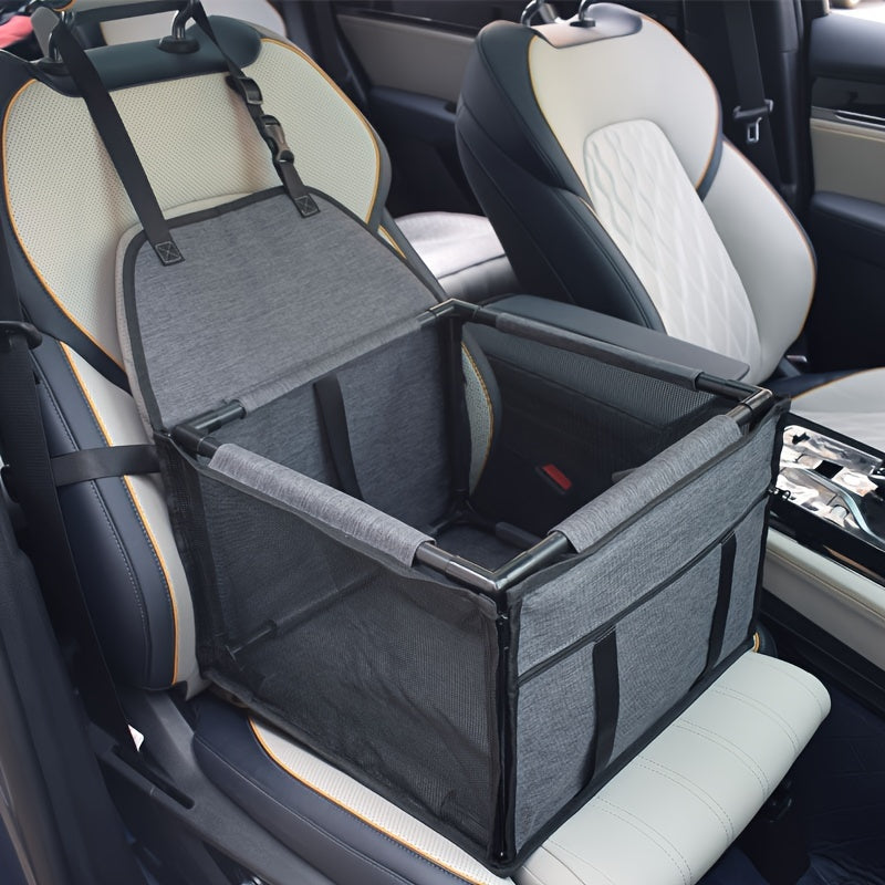 Dog Car Seat Safety Basket Cushion for Small & Medium Dogs - High-Quality Pet Booster Seat with Soft Cushion, Secure Car Dog Basket, 7 Colors: Brown, Gray, Grey, Crimson, Navy Blue, Blue, Stripe