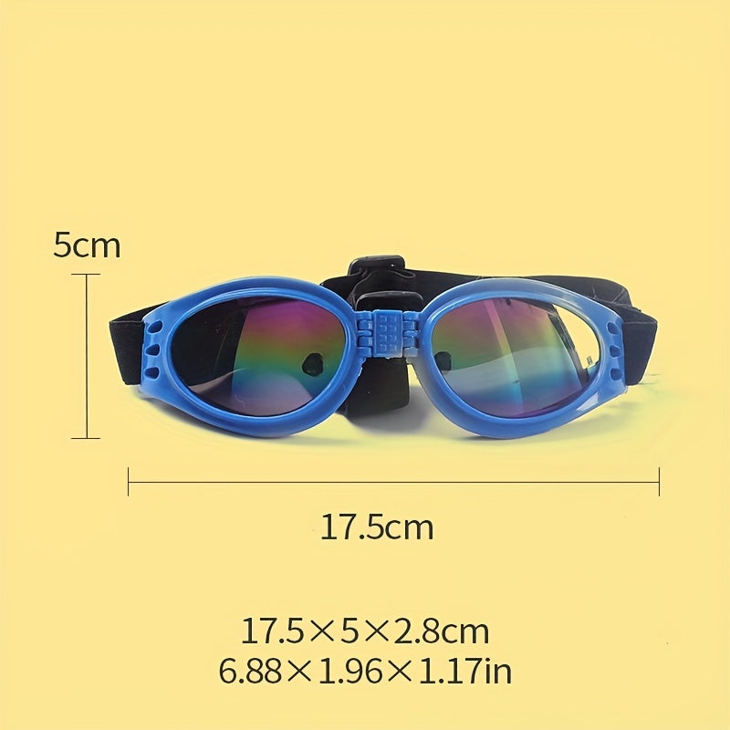 Foldable Dog Sunglasses with Adjustable Head Strap - UV Protection Waterproof Pet Goggles for Outdoor & Water Activities, Stylish Eye Protection for Small Medium Large Dogs