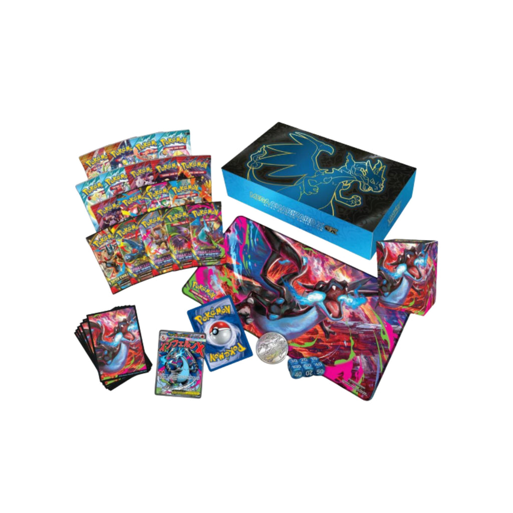 Pokémon TCG Mega Charizard X ex Ultra-Premium Collection Box – 18 Booster Packs, 2 Foil Promo Cards, Playmat, Deck Box, 65 Card Sleeves, Metal Coin & TCG Live Code Card