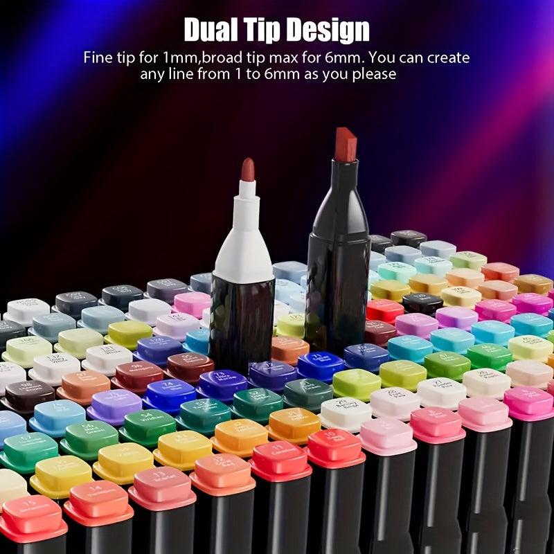 Dual Tip Art Markers Set 45 to 262 Colors with Stand Option – Artist Alcohol Markers for Adult Coloring Drawing Sketching Illustration Manga and Painting Supplies