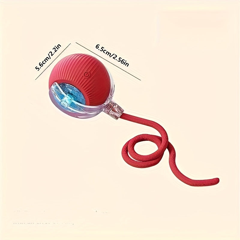 Electric Cat Toy Ball with Tail Rope - USB Rechargeable Self-Moving Rolling Robot Mouse for Indoor Cats & Kittens, Automatic Interactive Hunting Toy for All Cat Breeds, Boredom Buster Pet Gift