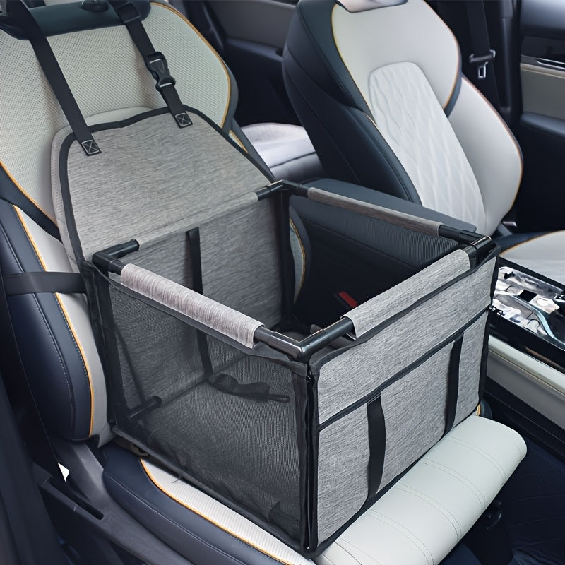 Dog Car Seat Safety Basket Cushion for Small & Medium Dogs - High-Quality Pet Booster Seat with Soft Cushion, Secure Car Dog Basket, 7 Colors: Brown, Gray, Grey, Crimson, Navy Blue, Blue, Stripe