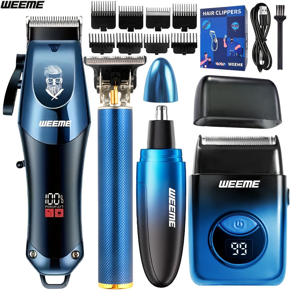 Men's Electric Hair Clipper Grooming Set USB Rechargeable Cordless Nose Hair Trimmer Shaver Kit 2/4/5-Piece Professional Lithium Battery Father's Day Birthday Gift for Men Home Barber
