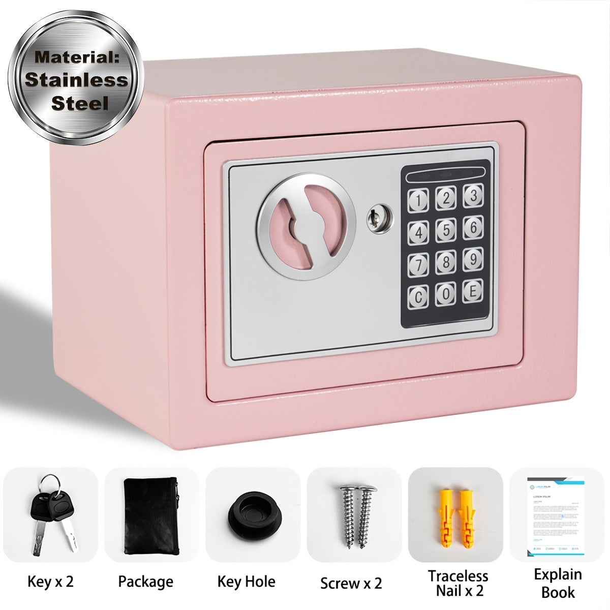 Fireproof Home Safe with Digital Keypad, Keys & Passcode Lock – Includes Fireproof Money Bag, Sensor Light & Adjustable Shelf for Home Office Business Money Valuables