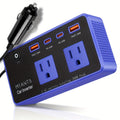 200W Car Power Inverter DC 12V to 110V AC with PD 24W & QC 24W Quick Charge – Dual Fast Charging Vehicle Adapter for Car Office, Work from Car, Camping & Road Trip