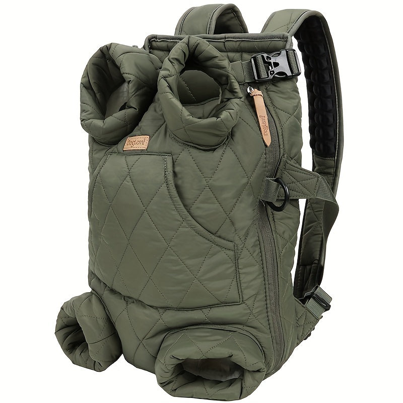 Pet Front Carrier Backpack for Small & Medium Dogs - Hands-Free Legs Out Dog Chest Carrier, Adjustable Hiking Cycling Dog Carrier, One Size Fits All, 5 Colors: Pink, Green, Black, Beige, Grey