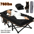 Folding Camping Bed with Mattress & Side Pockets – Heavy Duty Portable Cot for Adults, Foldable Guest Bed for Camping Outdoor Courtyard Terrace Office Guest Room