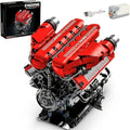 1607pcs Motorized V12 Engine Model Kit with Rechargeable Motor – Sports Car Engine Assembly Set, STEM Mechanical Engineering Building Toy, Group Build Collectible, Holiday Birthday Gift for Adults & Teens