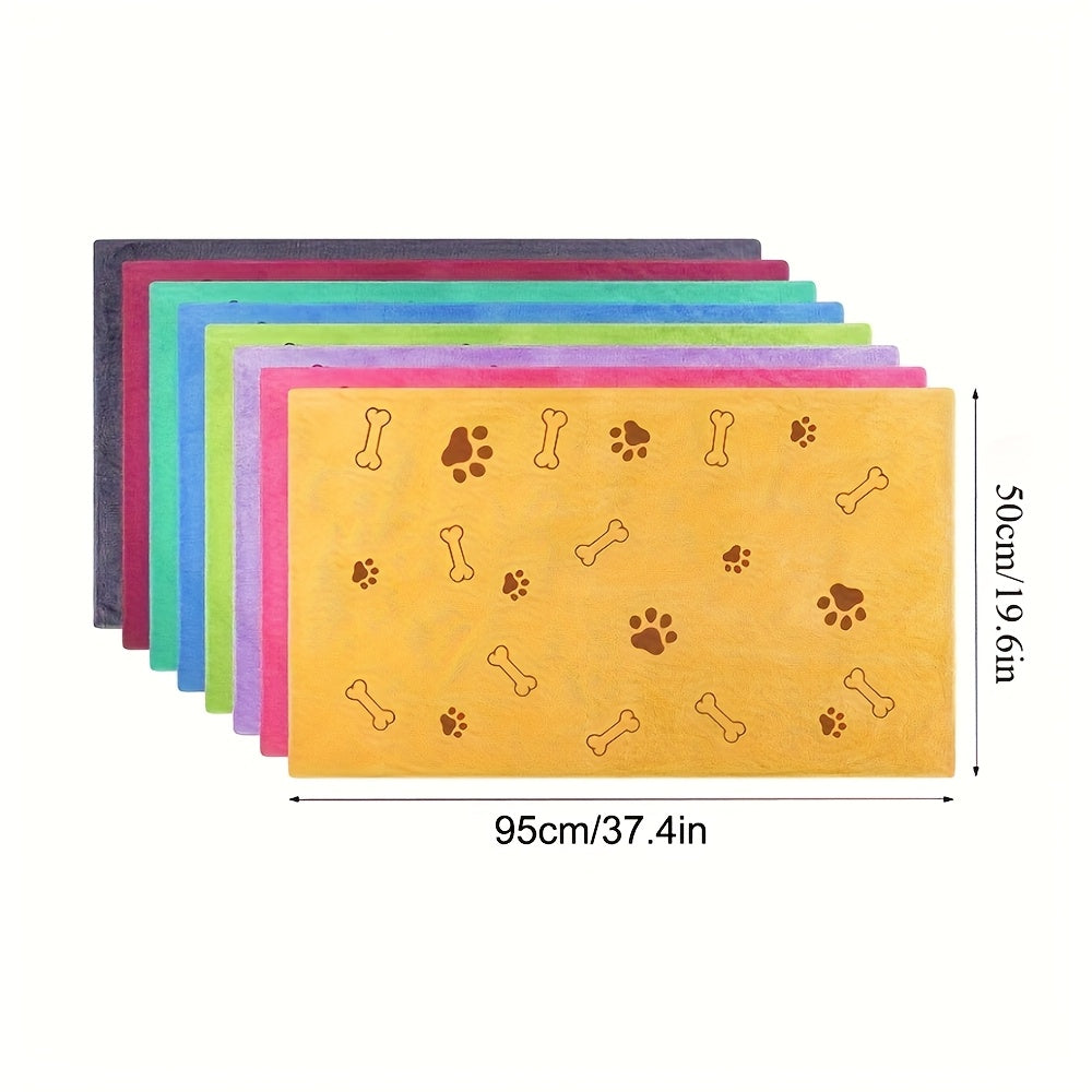Quick-Dry Pet Towels 4 Pack - Soft Absorbent Polyester Dog Towels with Paw Print Design for Bathing and Drying Dogs and Cats, Assorted Colors for Small and Medium Pets