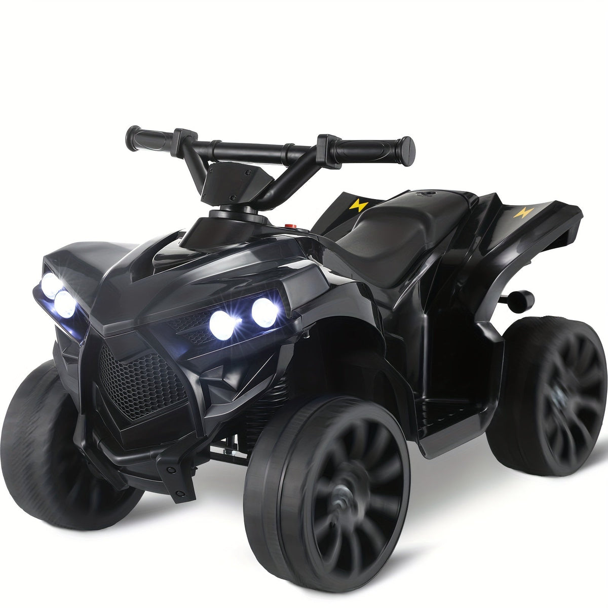 Kids Electric Quad ATV Ride-On Car with Headlights Pedal Accelerator All-Terrain Anti-Slip Tires 55 lbs Capacity 1.86 MPH Ride On Toy for Boys Girls Ages 3-6 Birthday Christmas Gift Blue Black Pink Red