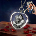 Custom Photo Engraved Crystal Pendant Necklace - Personalized Pet Memorial Keepsake Jewelry for Dog & Cat Lovers, Custom Text & Icon Engraving, Birthday Gift for Wife Mom Pet Owner, Pet Loss Remembrance
