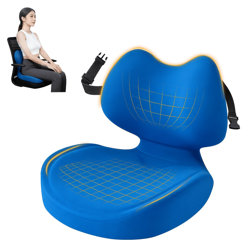 Memory Foam Seat Cushion with Ergonomic Raised Back & Hollow Breathable Design – Coccyx Tailbone Pain Relief Cushion for Office Chair, Car Seat, Wheelchair & Home, Non-Slip Buttock Cushion