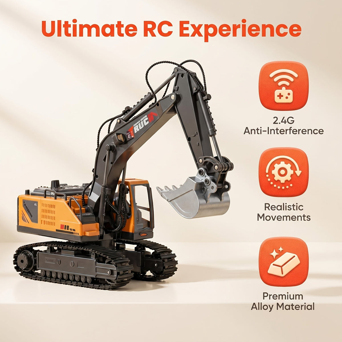4-in-1 RC Construction Vehicle Gift Set - 2.4G 11-Channel Remote Control Excavator, Dump Truck & Bulldozer, Alloy & Plastic Engineering Toy Cars for Kids, Boys & Beginners